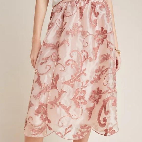 ANTHROPOLOGIE Maeve embroidered floral skirt M - Picture 3 of 14